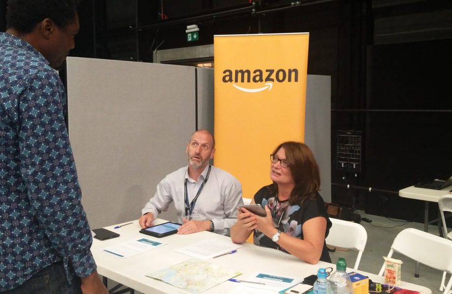 Travel engagement team at Amazon warehouse in Tilbury