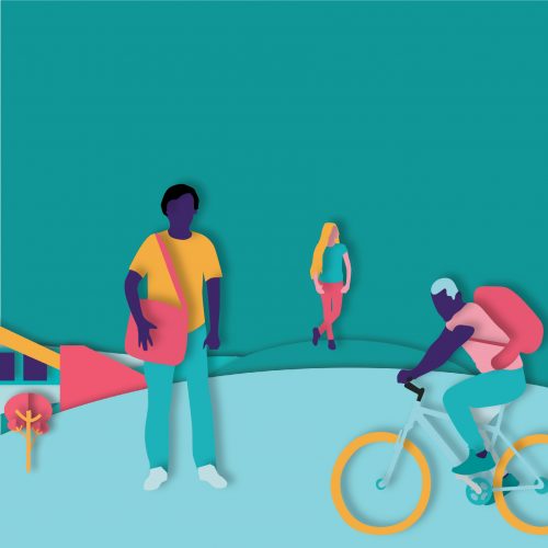 ‘Shed the pounds’ illustration of walking and cycling