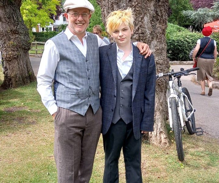 Gordon and his son Maurice in Tweed attire